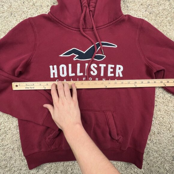 Hollister California Hoodie Red Pullover Drawstring Size Small w Logo Hooded - Picture 3 of 8